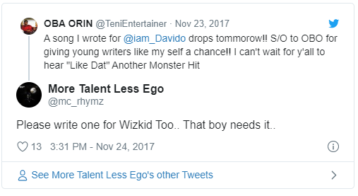 Which song did Teni write for Davido
