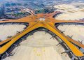 This photo taken on June 28, 2019 shows the terminal of the new Beijing Daxing International Airport. - Beijing is set to open an eye-catching multi-billion dollar airport resembling a massive shining starfish, to accommodate soaring air traffic in China and celebrate the Communist government's 70th anniversary in power. (Photo by STR / AFP) / China OUT / To go with China-Aviation, Focus by Patrick Baert        (Photo credit should read STR/AFP/Getty Images)