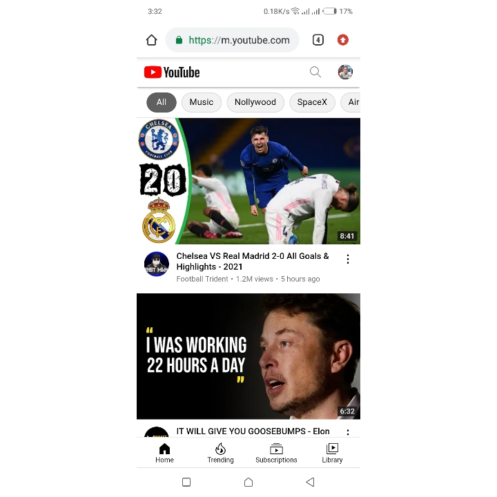 YouTube Home page