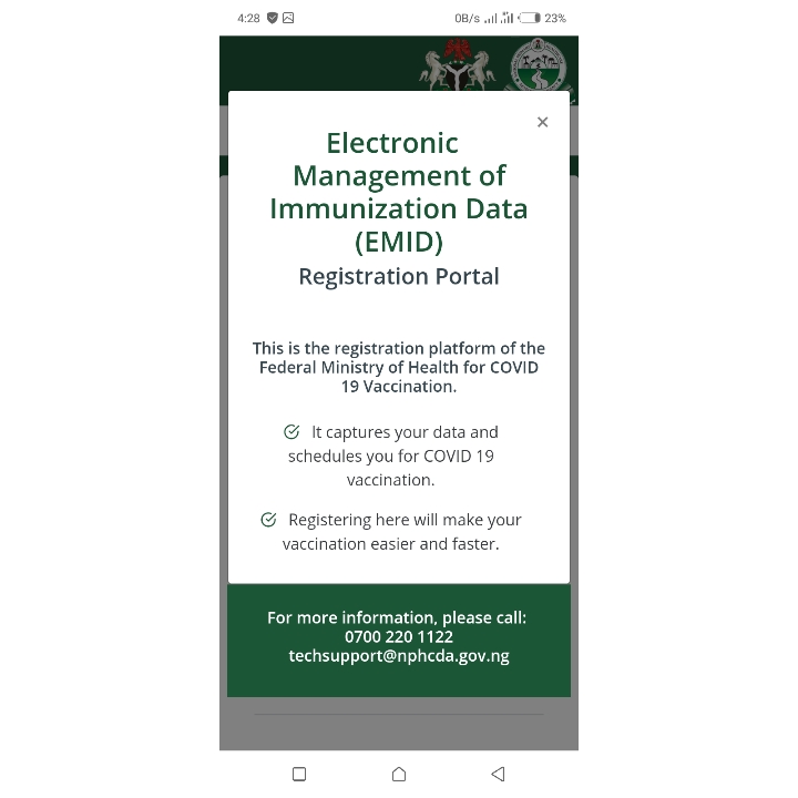 NPHCDA covid-19 registration portal