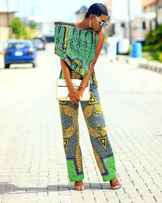 Shoulder High Jump Suit Ankara Style